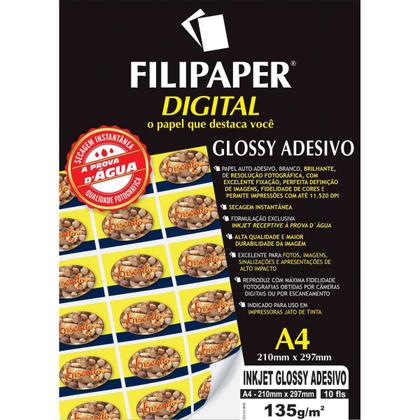 Imagem de Papel Fotografico Inkjet A4 Glossy Adesivo 135G