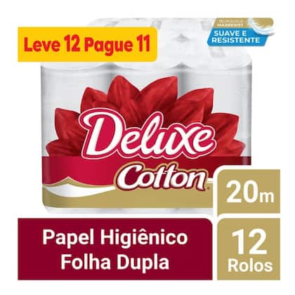 Imagem de Papel Higiênico Cotton Deluxe Folha Dupla Leve 12 Pague 11