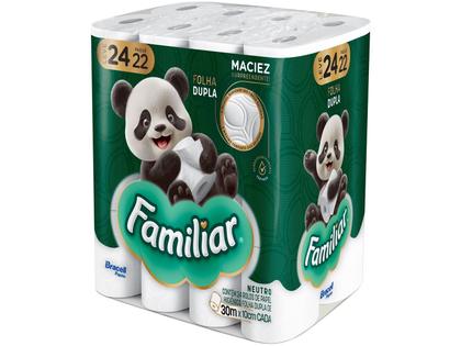 Imagem de Papel Higiênico Familiar Folha Dupla 30m 24 Rolos