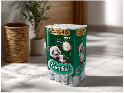 Imagem de Papel Higiênico Folha Dupla Bracell Familiar 40 Rolos 30m
