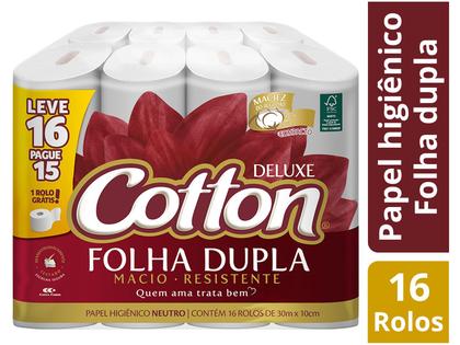 Imagem de Papel Higiênico Folha Dupla Cotton Neutro Deluxe 16 Rolos 30m