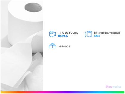 Imagem de Papel Higiênico Folha Dupla Cotton Neutro Deluxe 16 Rolos 30m