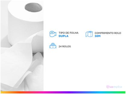 Imagem de Papel Higiênico Folha Dupla Cotton Neutro Deluxe 24 Rolos 30m