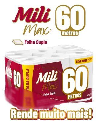 Imagem de Papel Higiênico Folha Dupla Mili 06 Rolos com 60 Metros Max Neutro / Super Macio - Pacote com 360 mts