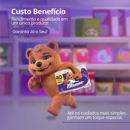 Imagem de Papel Higienico Folha Dupla Mimmo 40m Pacote 6 Rolos Macio Alta Absorve