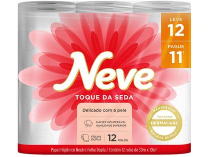 Imagem de Papel Higiênico Folha Dupla Neve Toque de Seda - 12 Rolos 30m