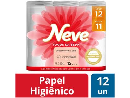 Imagem de Papel Higiênico Folha Dupla Neve Toque de Seda - 12 Rolos 30m