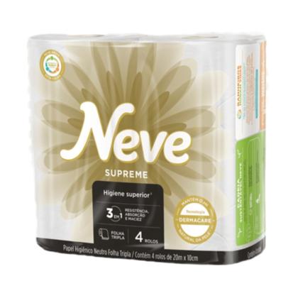 Imagem de Papel Higiênico Neutro Folha Tripla - Neve Supreme - Kit com 12 rolos de 20mts