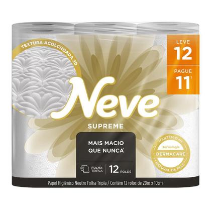 Imagem de Papel Higiênico Neve Supreme Folha Tripla Leve 12 Pague 11