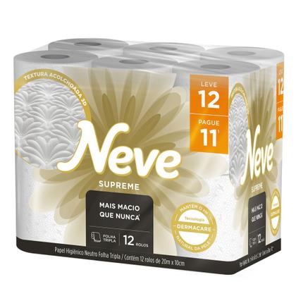 Imagem de Papel Higiênico Neve Supreme Neutro Folha Tripla Leve 12 Pague 11 Unidades
