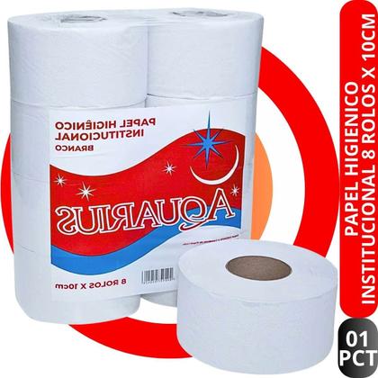 Imagem de Papel Higiênico Rolão Branco Institucional Econômico Folha Simples Isapel 8 Rolos