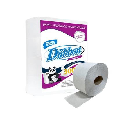 Imagem de Papel Higiênico Rolão Branco Reciclado folha simples Dubbon com 8 rolos de aproximadamente 300 metros