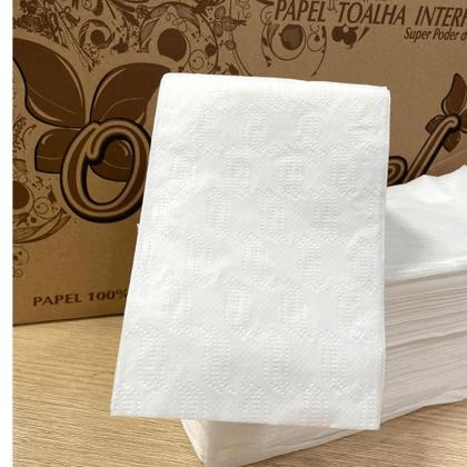 Imagem de Papel Interfolha 100% celulose 22,5x20cm 2 dobras folha simples Ouroppel com 4.800 folhas