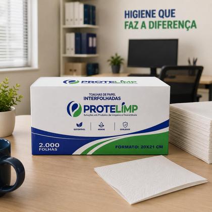 Imagem de Papel Interfolha P/ Mãos Extra Luxo Folha Dupla Com 2000 Un Protelimp