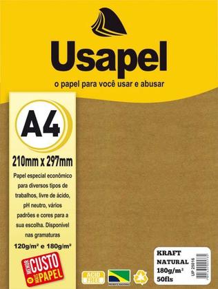 Imagem de Papel Kraft 180g A4 50fls Marrom Escuro Ideal para Convites Casamento Certificados Tags