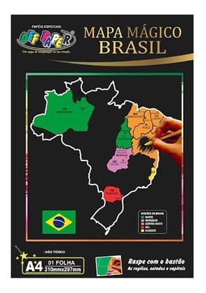 Imagem de Papel Magico Mapa Brasil Raspar Raspadinha Off Paper 6 Folha