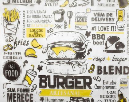 Imagem de Papel manteiga acoplado segurar frios hamburguer e lanches