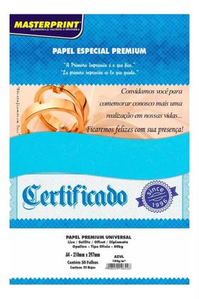 Papel Offset Diplomata Opaline Color Plus A4 180g 50fl Liso - MASTERPRINT Imagem de Papel Offset Diplomata Opaline Color Plus A4 180g 50fl Liso