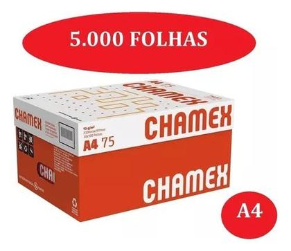 Imagem de Papel Ofício A4 Folha Sulfite Chamex 75g Pacote 5000 Folhas
