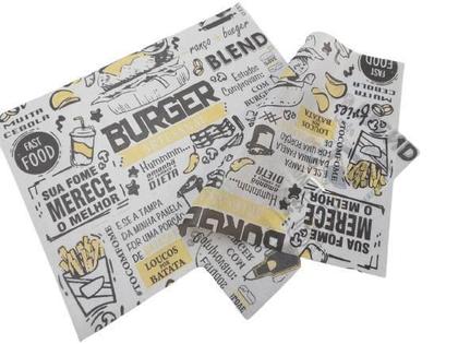 Imagem de Papel para hambúrguer acoplado embalar frios lanches grande
