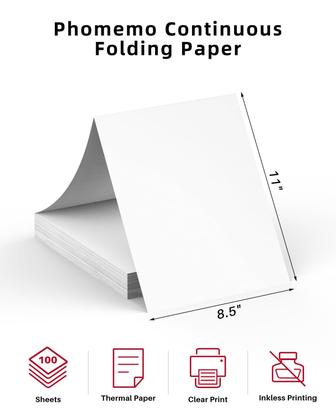 Imagem de Papel para impressora térmica Phomemo US Letter 8,5x11 200 folhas