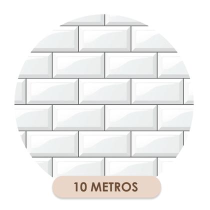 Imagem de Papel Parede Adesivo Tijolinho Efeito Visual 3D Branco Sala Quarto 10m