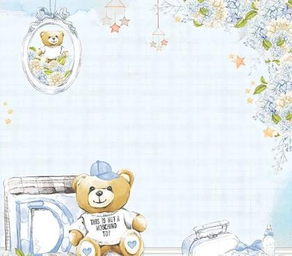 Imagem de Papel Scrapbook Dupla Face Pacotinho de Amor Menino Urso Sd-1287 30,5x30,5cm Litoarte