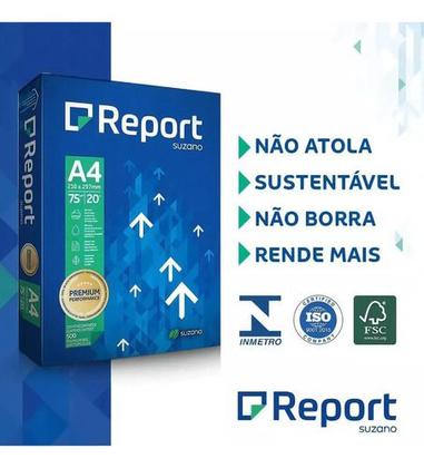 Imagem de Papel Sulfite A4 Report Premium Pacote 1000 Folhas Resma Branca Cor Branco Nao Atola e Nao Borra