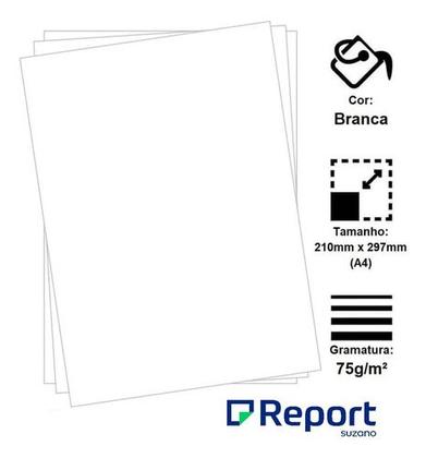 Imagem de Papel Sulfite A4 Report Premium Pacote 1000 Folhas Resma Branca Cor Branco Nao Atola e Nao Borra