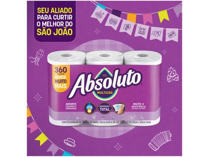 Papel Toalha Folha Dupla Bracell Absoluto 3 Rolos 360 Folhas Imagem de Papel Toalha Folha Dupla Bracell Absoluto 3 Rolos 360 Folhas