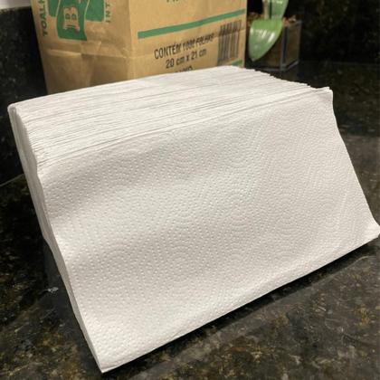 Imagem de Papel Toalha Interfolha Branco 2 Dobras Luxo 20cm x 21cm Baby com 1000 Folhas