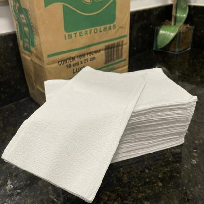Imagem de Papel Toalha Interfolha Branco 2 Dobras Luxo 20cm x 21cm Baby com 1000 Folhas