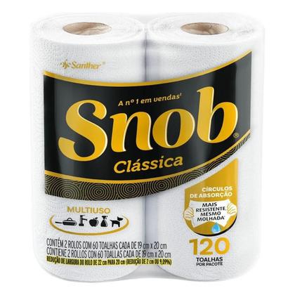 Imagem de Papel Toalha Snob Folha Dupla Pacote com 2 Rolos Fardo com 12 Pacotes