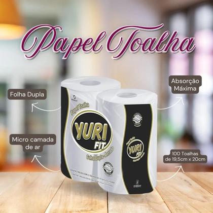 Imagem de Papel Toalha Yuri Fit 2 Rolos 100 Folhas Dupla Absorção e Resistência Custo-Benefício