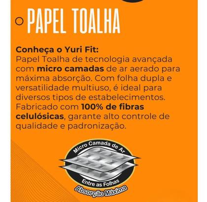 Imagem de Papel Toalha Yuri Fit 2 Rolos 100 Folhas Dupla Absorção e Resistência Custo-Benefício