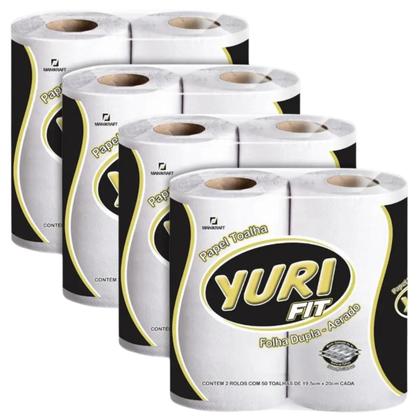 Imagem de Papel Toalha Yuri Fit Folha Dupla-Aerado 8 rolos com 50 Folhas cada