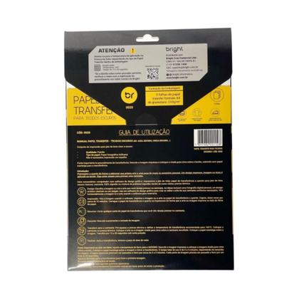 Imagem de Papel Transfer A4 Tecidos Camisetas Algodão Escuros Bright Preto Dark 50 Folhas Cor:Preto