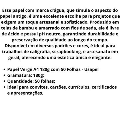 Imagem de  Papel Vergê Cinza A4 180g Com 50 Folhas Usapel