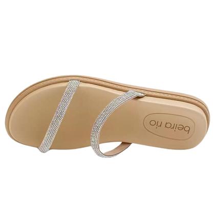 Imagem de Papete Beira Rio Duas Tiras Strass Feminina Creme