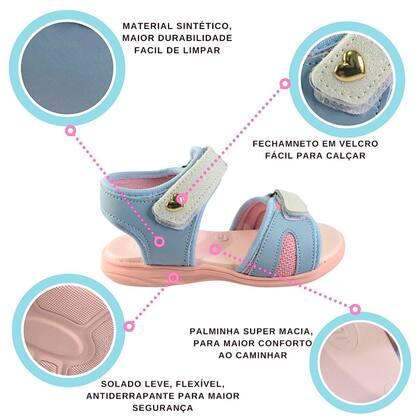Imagem de Papete Black Sandália Infantil Feminina Menina Presente Escolar Percatinha Macia Estilosa Confortável Maravilhosa Shoes Kids