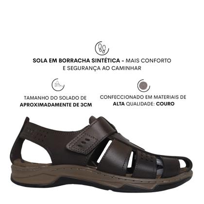 Imagem de Papete Masculino Ortopedica Fechada Couro Pegada 132255