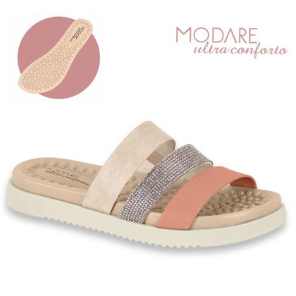 Imagem de Papete Modare Sandalia Original Rasteira Esporao Fascite Plantar Ortopedica Papete Flat Feminina Rasteirinha Strass