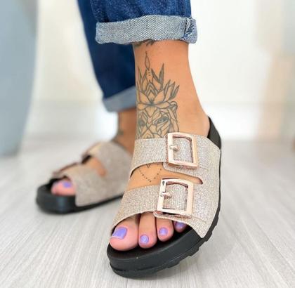 Imagem de Papete Moleca Feminina Sandália Com Brilho Fivela Original