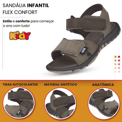 Imagem de Papete Sandália Infantil Kidy Flex Confort Anatômica Leve e Fácil Calce Baby Equilíbrio Marrom com Preto