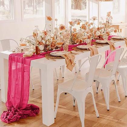 Imagem de Paquete de 12 Caminos de Mesa de Tela Gasa Rosa Fucsia 55x300 cm