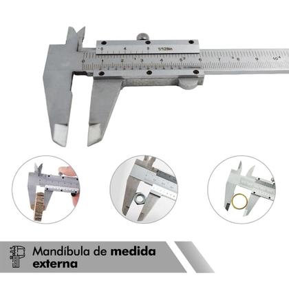 Imagem de Paquímetro Analógico Aço 0 a 150mm Mandíbula Externa Interna