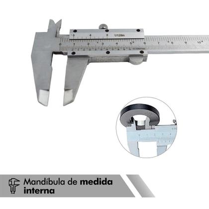 Imagem de Paquímetro Analógico Aço 0 a 150mm Mandíbula Externa Interna