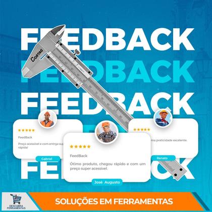 Imagem de Paquímetro Analógico Metálico 150Mm Cortag Aço Carbono Escala Milimétrica E Polegadas Alta Precisão Graduação 0,02Mm Com Trava de Ajuste