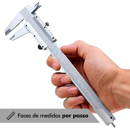 Imagem de Paquímetro Digital 0 a 150mm Profissional Fibra Carbono Mandíbula Externa Interna