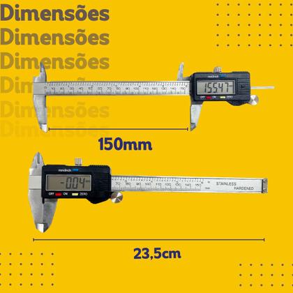 Imagem de Paquímetro Digital Inox Com Bateria Extra e  Estojo 150mm Universal Inox - Nybc